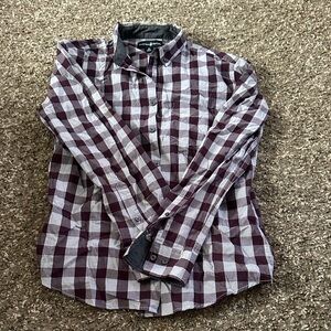 Beverly Hills Polo Club Maroon and White Checkered Shirt